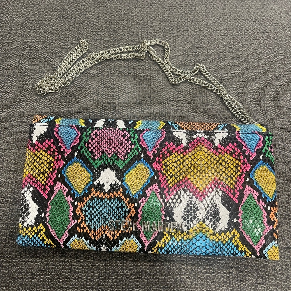 Steve Madden Multicolor Snake Print Clutch